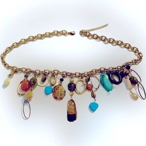 Women’s Statement Necklace Gold-tone Colorful Party Date Night Church Office